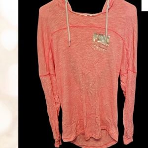 PINK open back hooded tee shirt